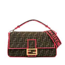 Fendi Large Zucca Fluo Trim Baguette Satchel