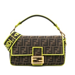 Fendi Large Zucca Fluo Trim Baguette Satchel