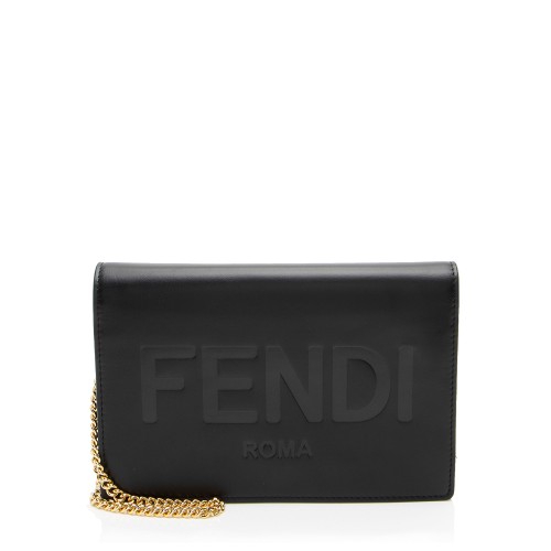 Fendi Embossed Vitello King Logo Wallet on Chain