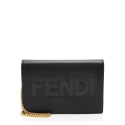 Fendi Embossed Vitello King Logo Wallet on Chain