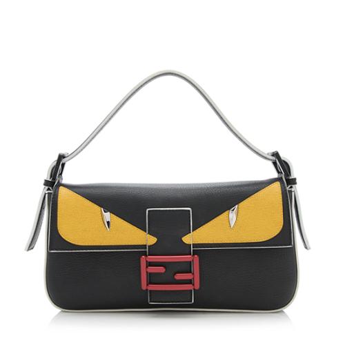 Fendi Leather Monster Baguette Shoulder Bag