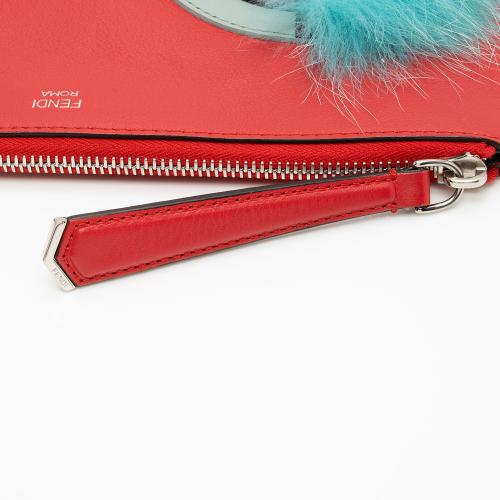 Fendi Leather Monster Zip Clutch