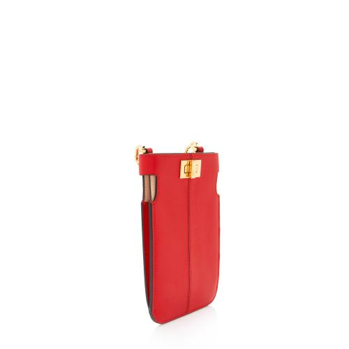 Fendi Leather Peek A Phone Pouch Crossbody