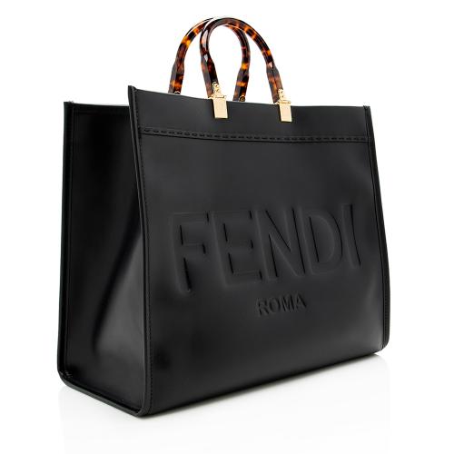 Fendi Leather Sunshine Large Shopper Tote