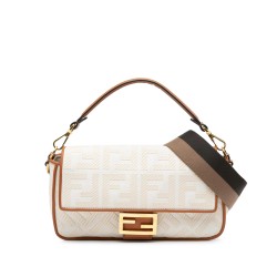 Fendi Medium Embroidered Canvas Baguette