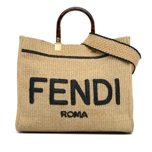 Fendi Medium Sunshine Raffia Tote