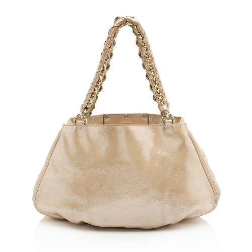 Fendi Metallic Leather Mia Small Tote