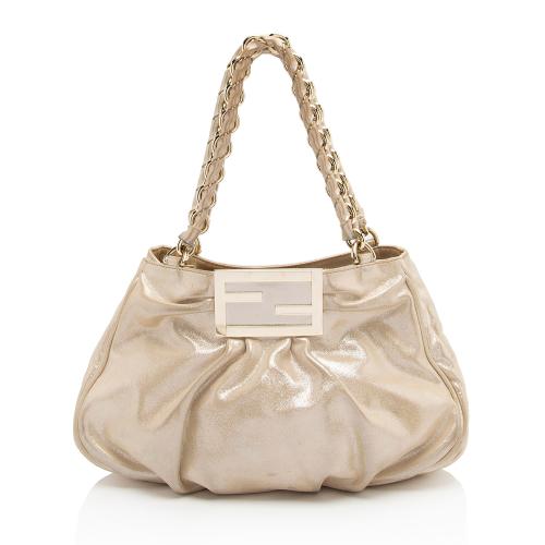 Fendi Metallic Leather Mia Small Tote