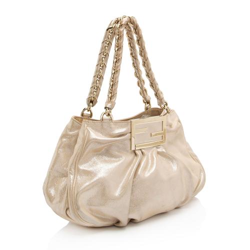 Fendi Metallic Leather Mia Small Tote