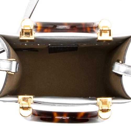 Fendi Metallic Leather Sunshine Mini Shopper Tote