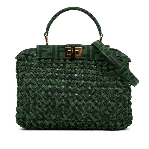 Fendi Mini Zucca Interlaced Canvas Iconic Peekaboo Satchel