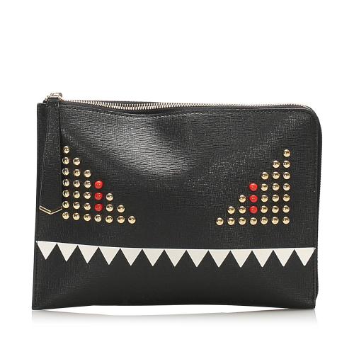 Fendi Monster Leather Clutch Bag