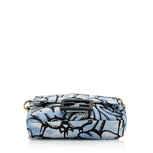 Fendi Nylon Floral Cloudy Porter Baguette Mini Phone Pouch