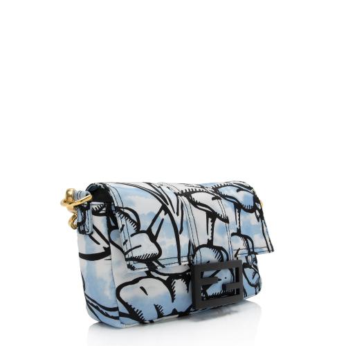 Fendi Nylon Floral Cloudy Porter Baguette Mini Phone Pouch