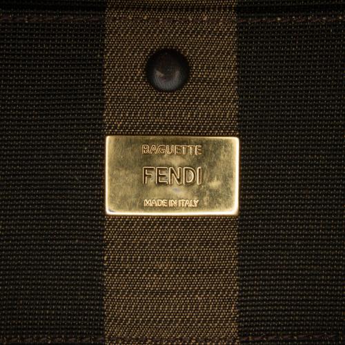 Fendi Pequin Canvas and Raffia Mamma Baguette