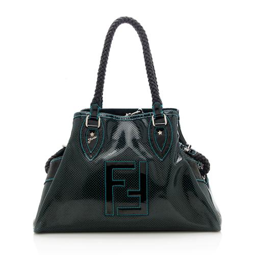 Fendi Perforated Patent Leather Bag de Jour Medium Tote