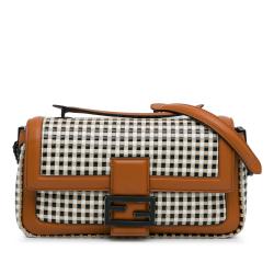 Fendi Woven Leather Chain Baguette Satchel