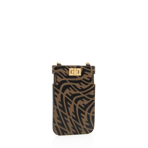 Fendi x Sara Coleman Leather FF Vertigo Peek A Phone Pouch