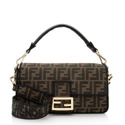 Fendi Zucca Calfskin Baguette Shoulder Bag