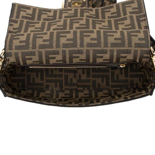 Fendi Zucca Calfskin Baguette Shoulder Bag