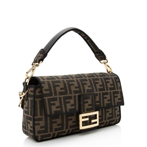 Fendi Zucca Calfskin Baguette Shoulder Bag