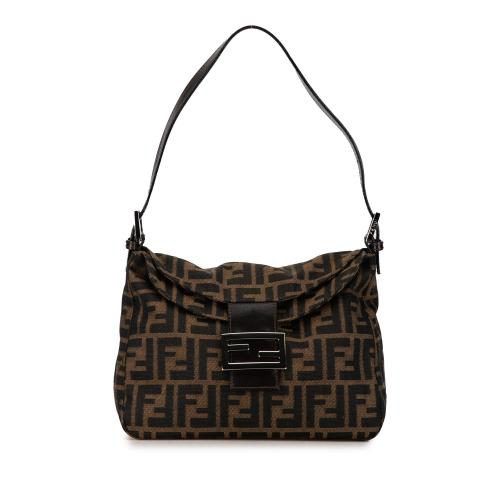 Fendi Zucca Canvas Double Flap Shoulder Bag