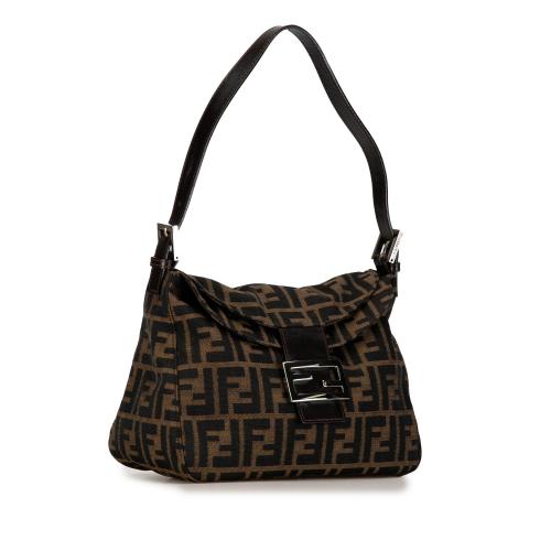 Fendi Zucca Canvas Double Flap Shoulder Bag