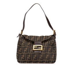 Fendi Zucca Canvas Double Flap Shoulder Bag