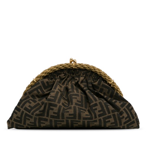 Fendi Zucca Canvas Shell Clutch