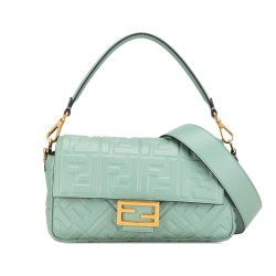 Fendi Zucca Embossed Baguette Satchel