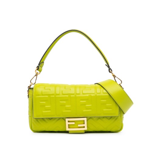 Fendi Zucca Embossed Baguette Satchel