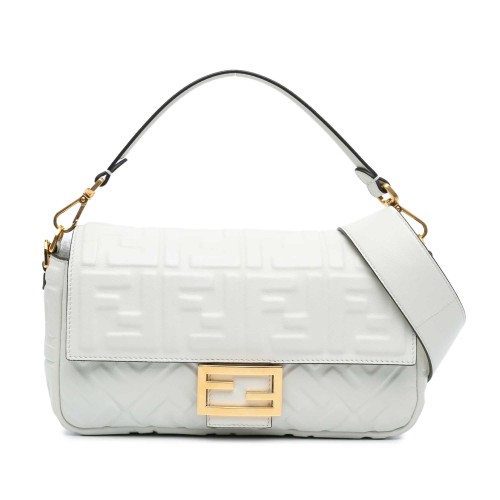 Fendi Zucca Embossed Baguette Satchel