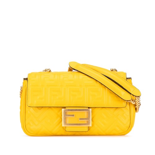 Fendi Zucca Embossed Chain Midi Baguette