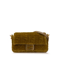 Fendi Zucca Embossed Velvet Baguette Satchel