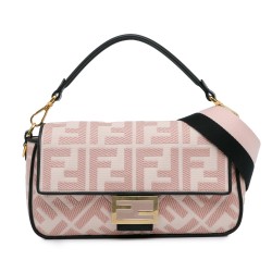 Fendi Zucca Embroidered Baguette Satchel