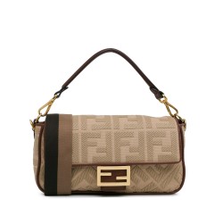 Fendi Zucca Embroidered Canvas Baguette Satchel