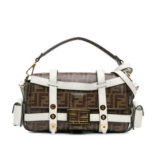 Fendi Zucca Glazed Fabric Cage Baguette Satchel