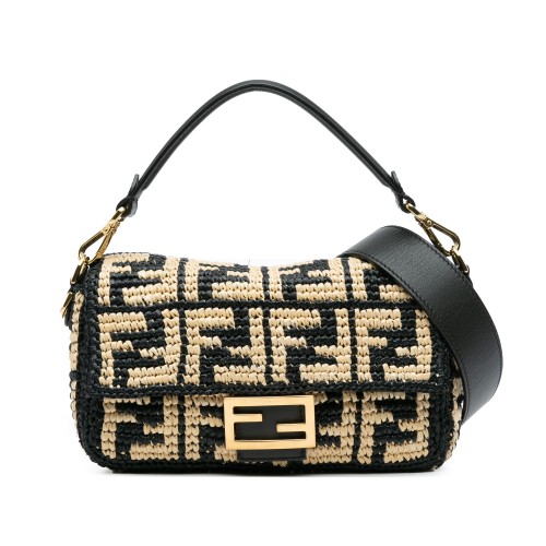 Fendi Zucca Raffia Baguette Satchel