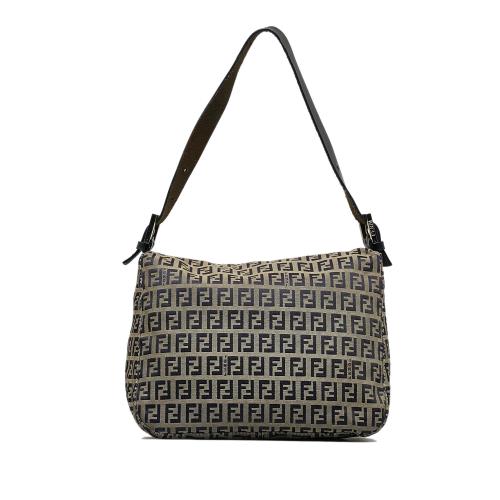 Fendi Zucchino Canvas Double Flap Shoulder Bag