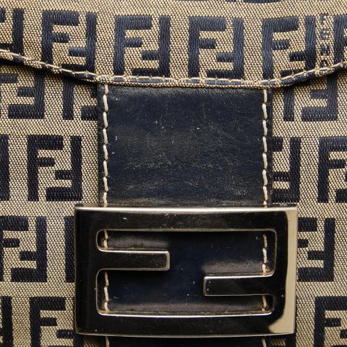 Fendi Zucchino Canvas Double Flap Shoulder Bag