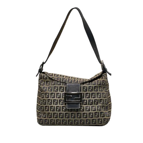 Fendi Zucchino Canvas Double Flap Shoulder Bag