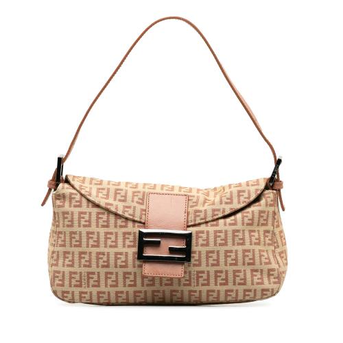 Fendi Zucchino Canvas Double Flap Shoulder Bag