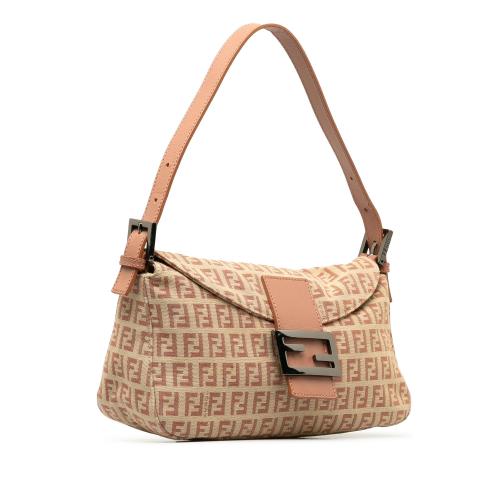 Fendi Zucchino Canvas Double Flap Shoulder Bag