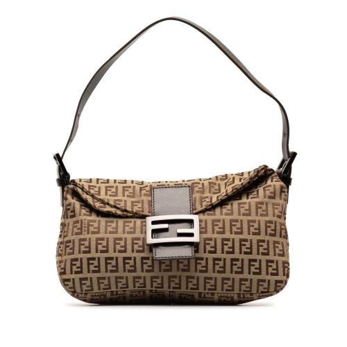 Fendi Zucchino Canvas Double Flap Shoulder Bag