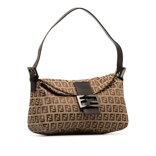 Fendi Zucchino Canvas Double Flap Shoulder Bag