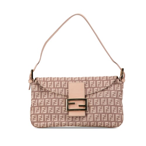 Fendi Zucchino Canvas Double Flap Shoulder Bag