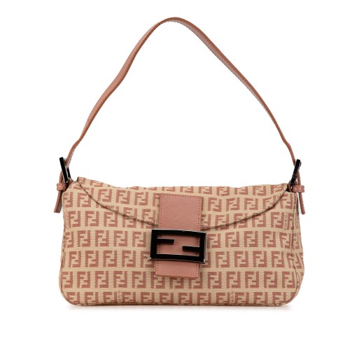 Fendi Zucchino Canvas Double Flap Shoulder Bag