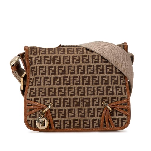 Fendi Zucchino Canvas F Charm Crossbody