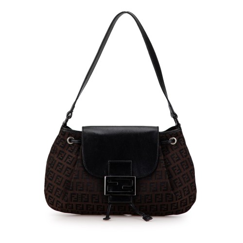 Fendi Zucchino Canvas Flap Shoulder Bag