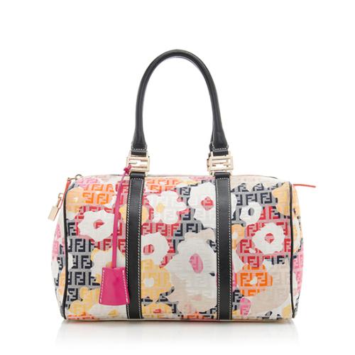 Fendi Zucchino Floral Forever Bauletto Boston Bag